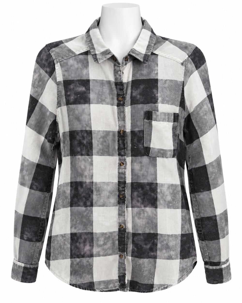 Hollister Lightweight Flannel Plaid Button Up Shirt Layer Black White Womens S